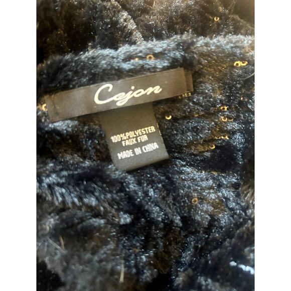 Cejon Black Faux Fur Sequin Scarf - Picture 5 of 5